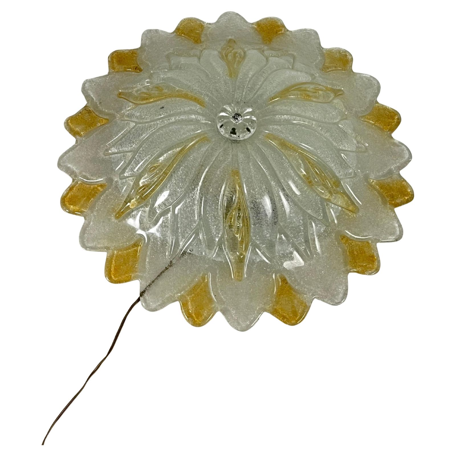 Venetian Ceiling Lamp 2 Lights Murano Glass "Rugiada", 1980s