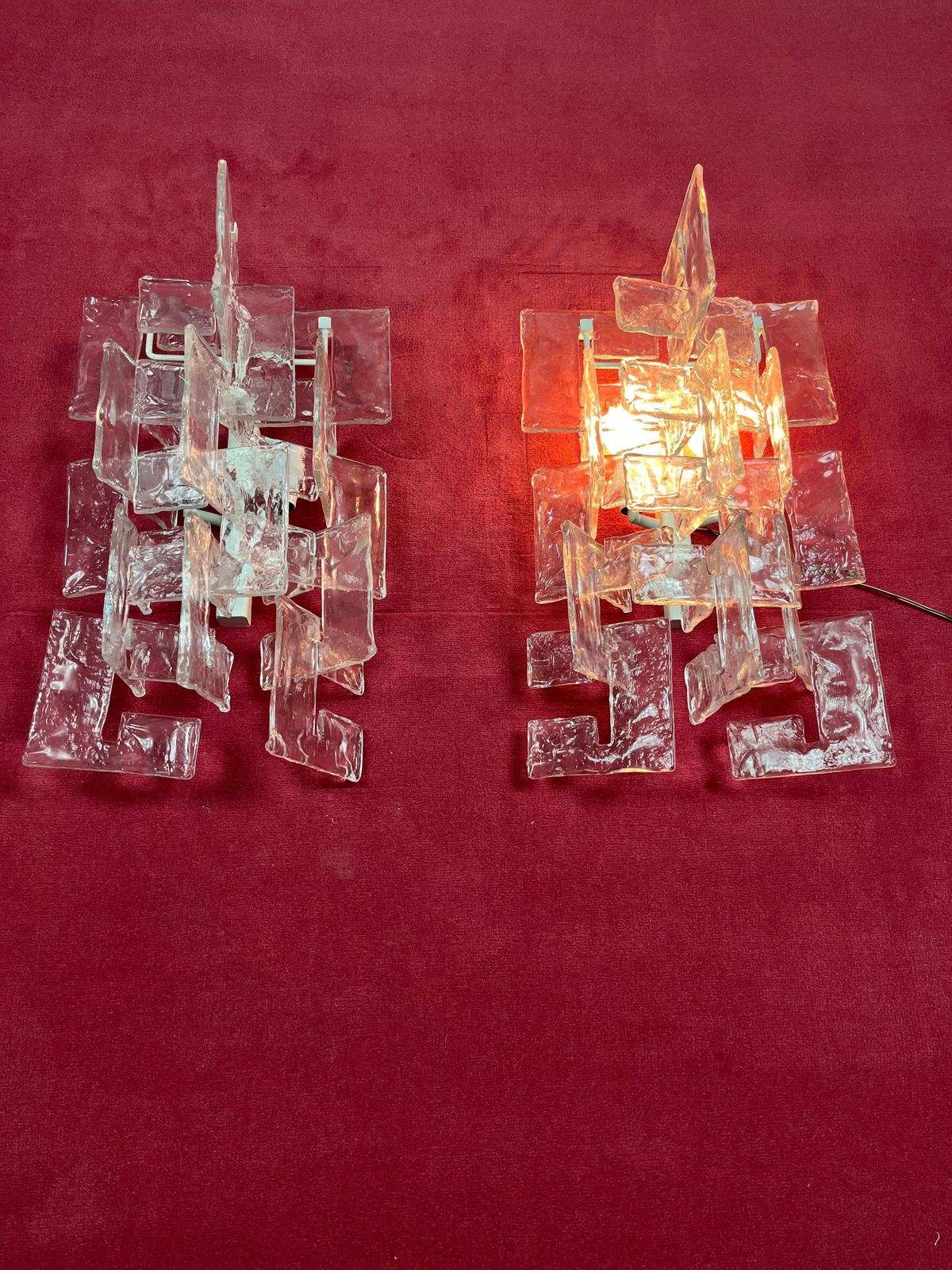 photo furniture Set Of 2 Murano Glass Wall Lamps By Carlo Nason For Mazzega, 1960s