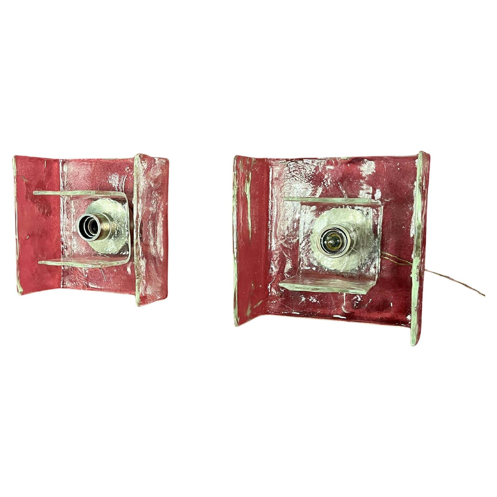 Set Of 2 Glass Wall Lamps By Carlo Nason For Kalmar, 1960s