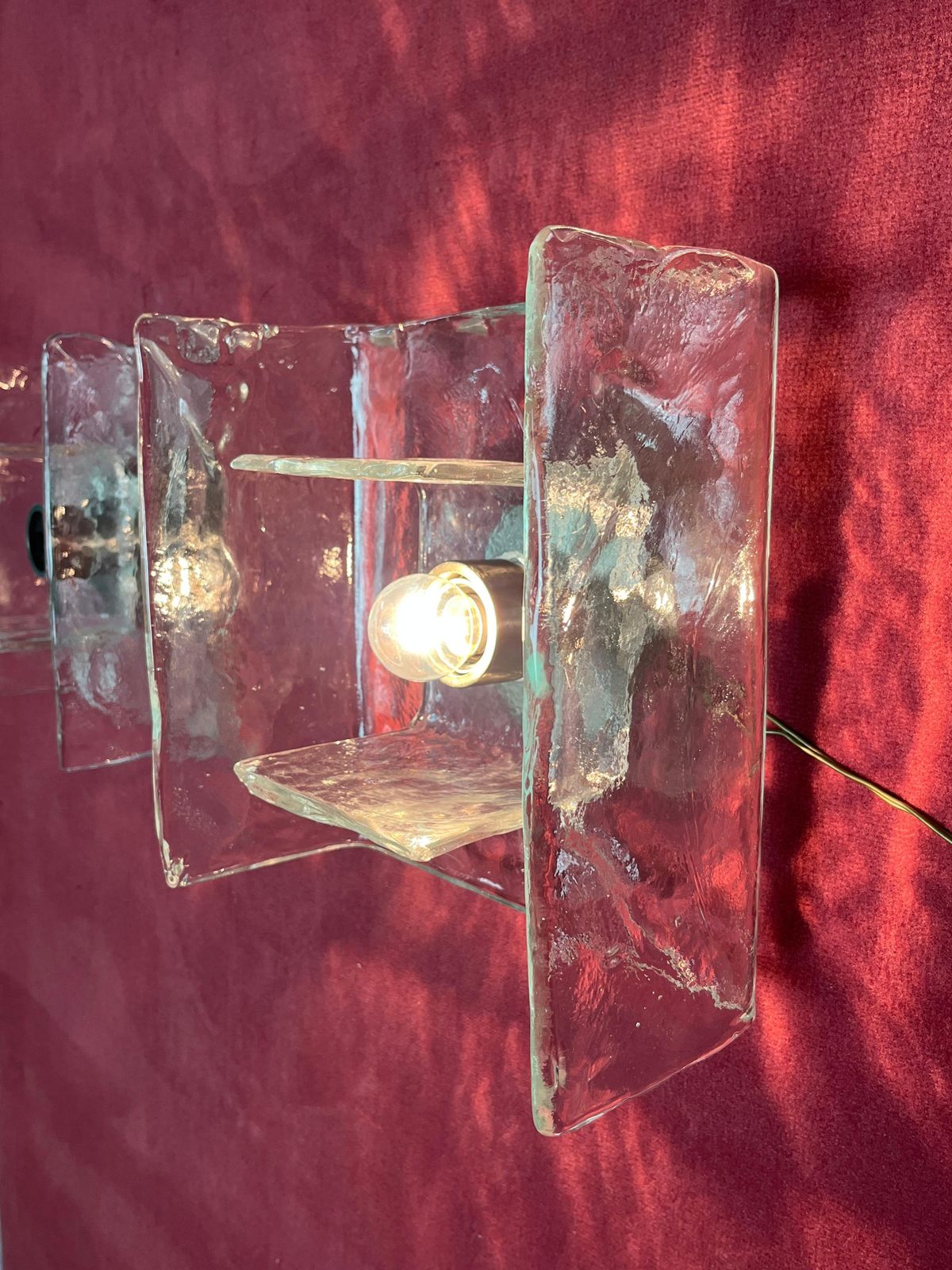 photo furniture Set Of 2 Glass Wall Lamps By Carlo Nason For Kalmar, 1960s