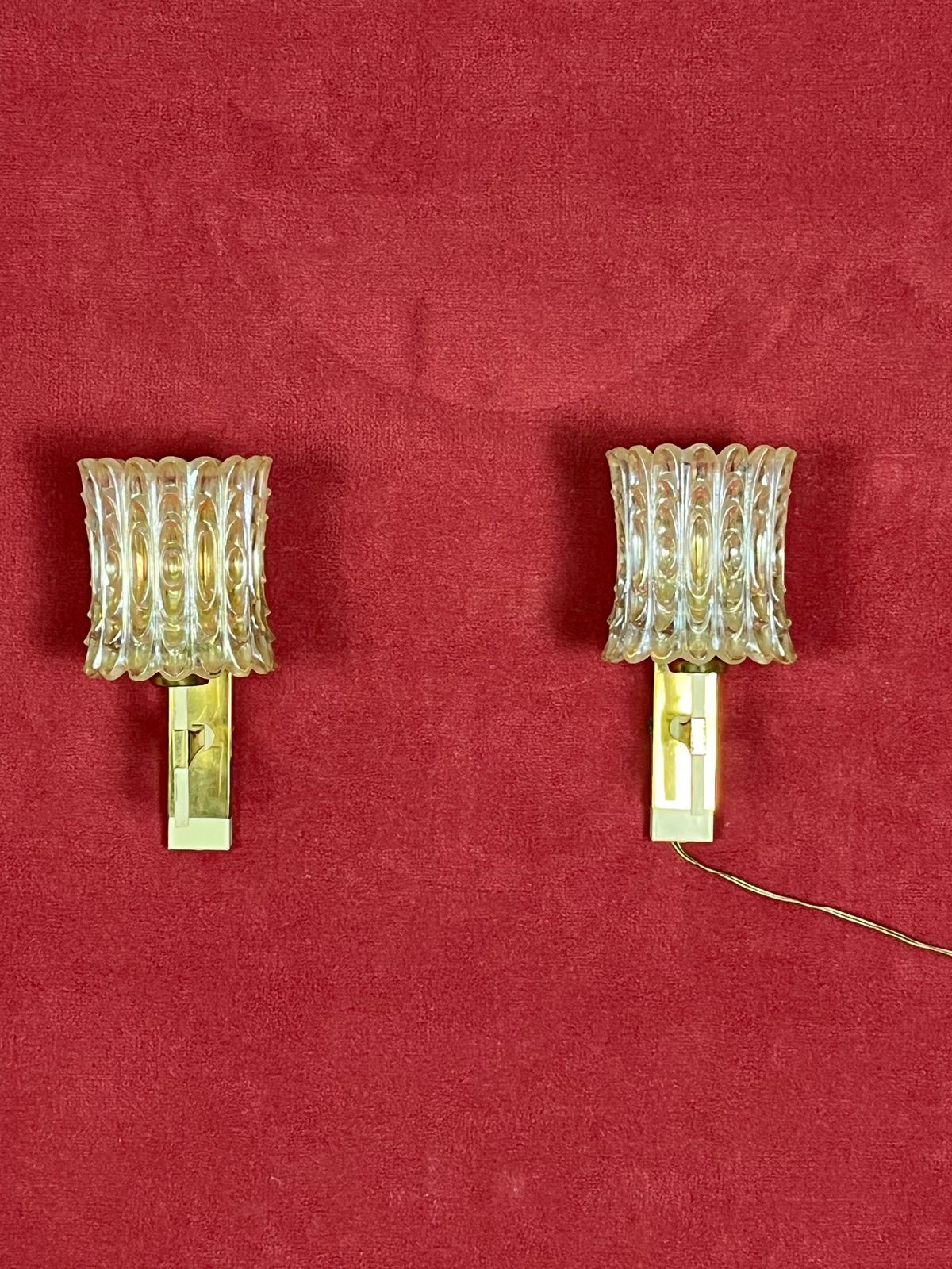 Set Of 2 Mid Century Italian Murano Glass Wall Lamps, 1950s photo vintage