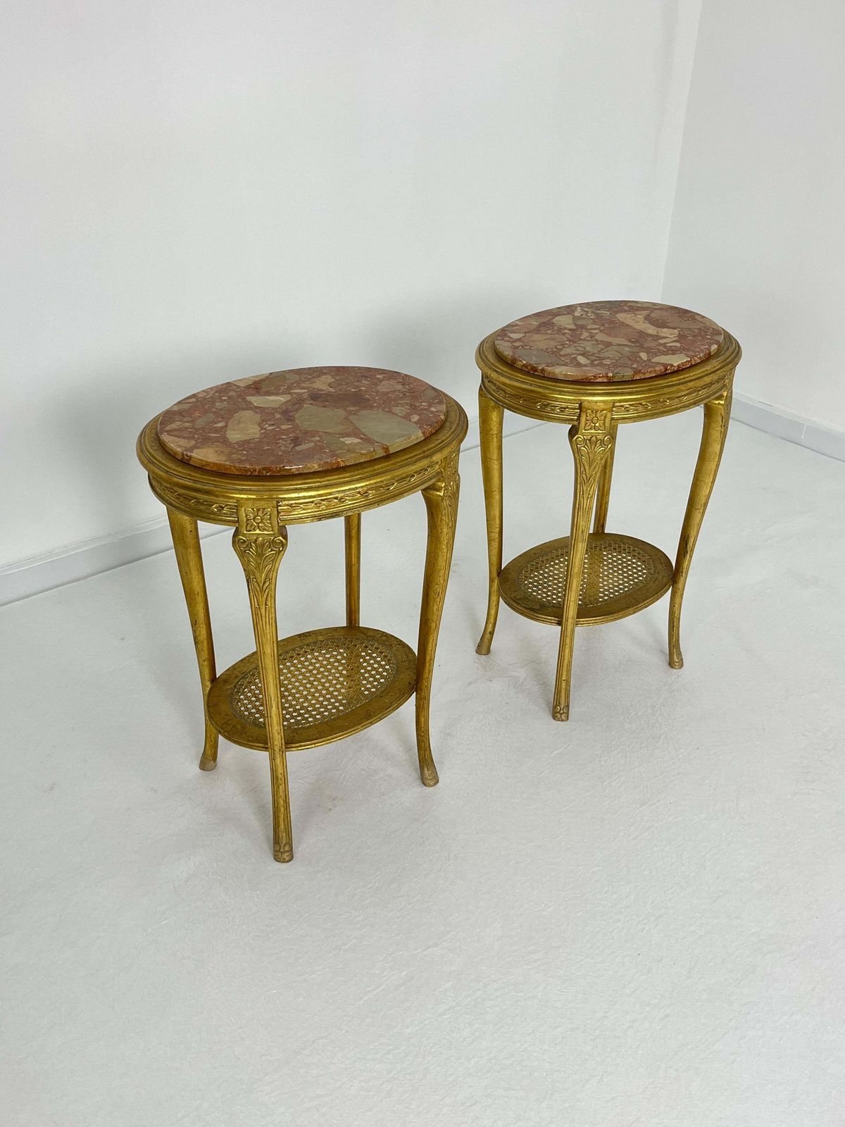 Set Of 2 Oval Italian Mid Century Nightstands, 1960s. photo for sale