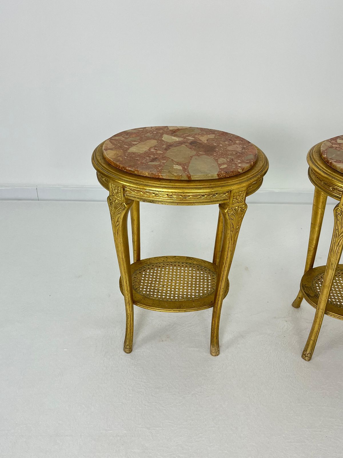 Set Of 2 Oval Italian Mid Century Nightstands, 1960s. photo vinterior