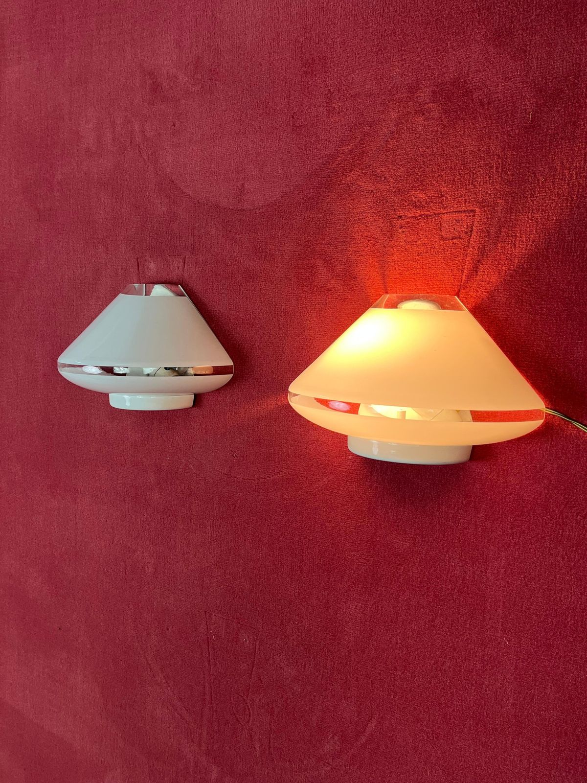 Set Of 2 Mid Century Italian Murano Glass Wall Lamps, 1960s photo vinterior