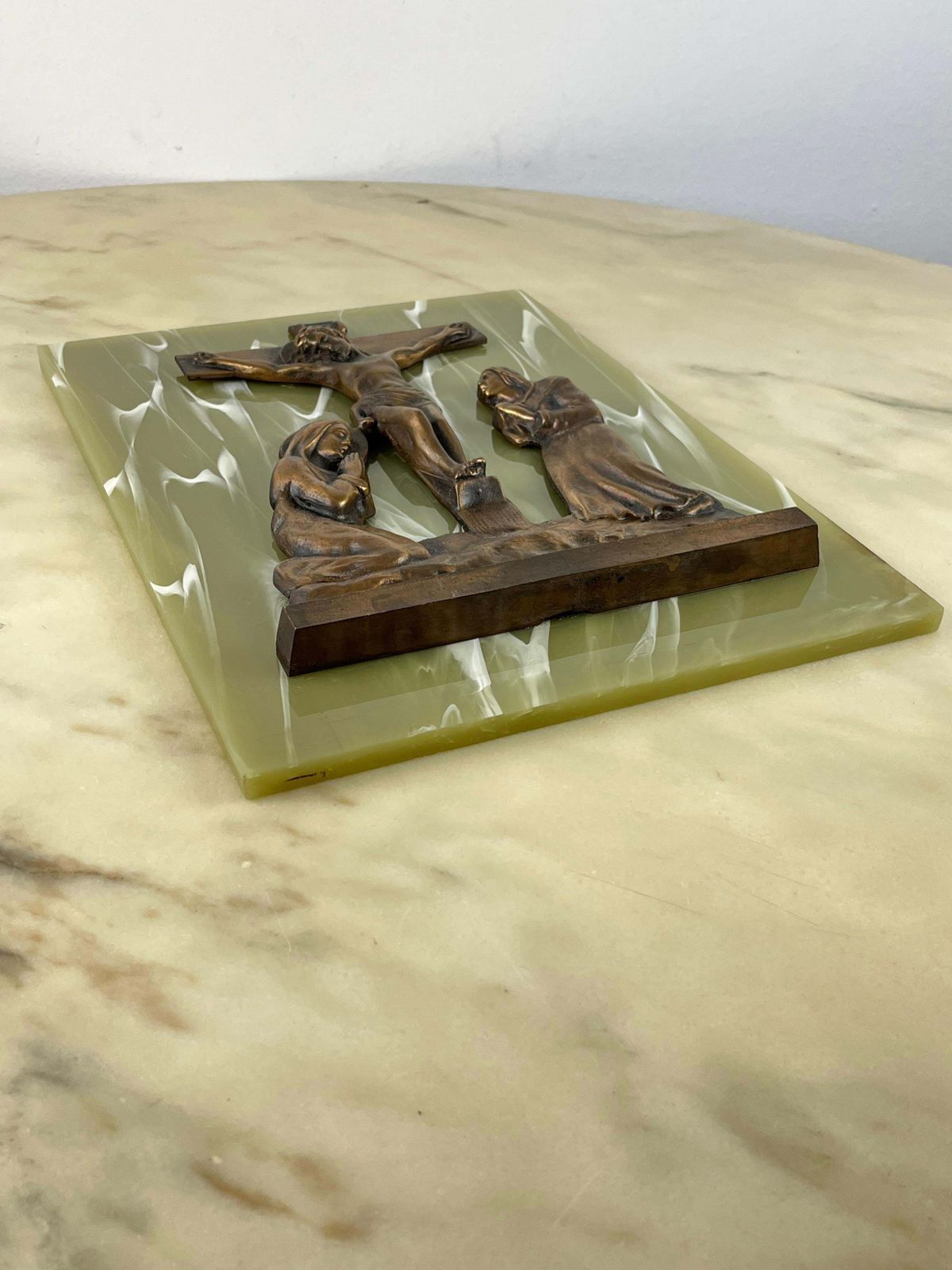 Jesus On The Cross, Bronze On Plexiglass, Italy, 1970s photo vintage