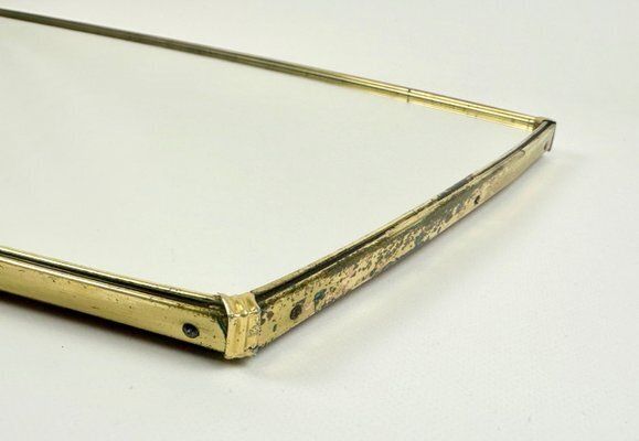 Mid Century German Wall Mirror In Aluminium, 1950s photo vintage