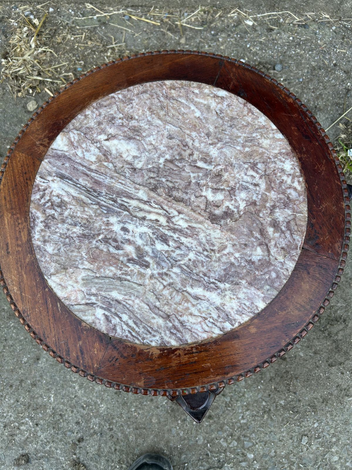 Chinese Mahogany Carved Plant Stand With Marble Top photo buy