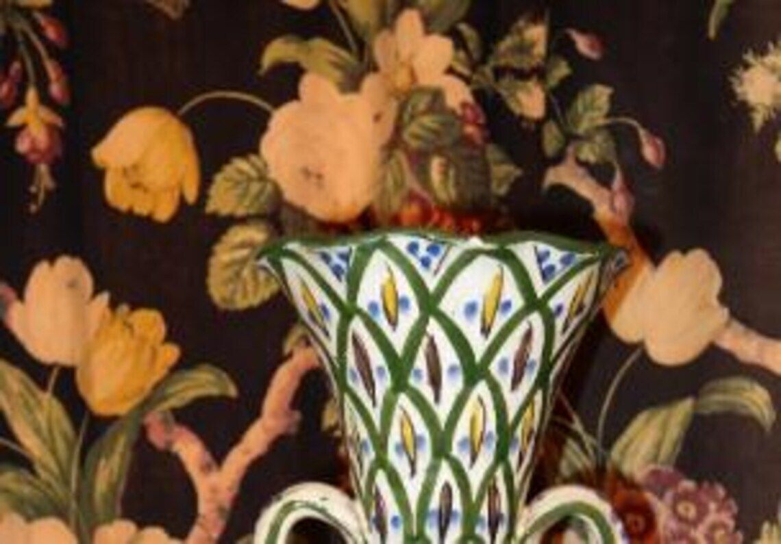 photo for sale Moroccan Safi Flower Vase  Vintage Ethnic Ceramic Traditional Vase