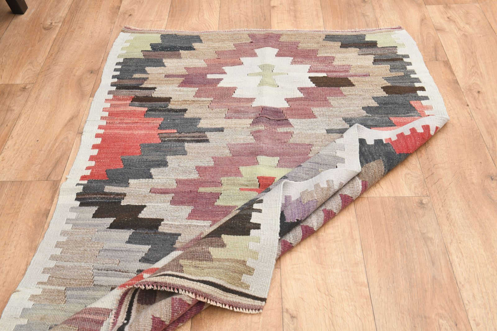 3'1x4'8 Ft, Geometric Style Turkish Kilim Accent Rug, Bathroom Decor, Bath Mat, Wool Bedside Rugs, Vintage Carpet, Wool, Handmade, Flatweave photo 348.0