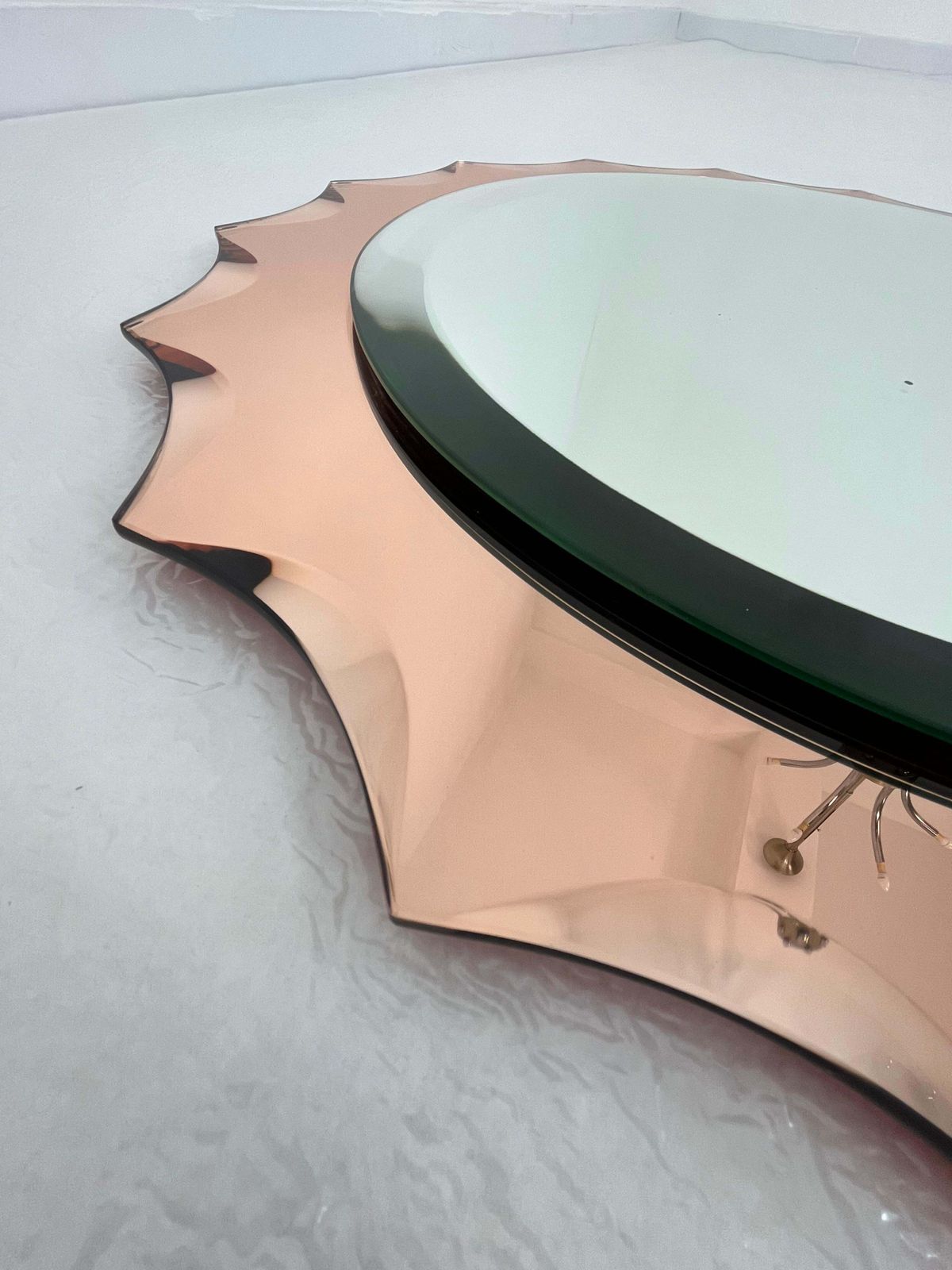 Mid Century Wall Mirror In The Style Of Cristal Art, 1960s photo for sale