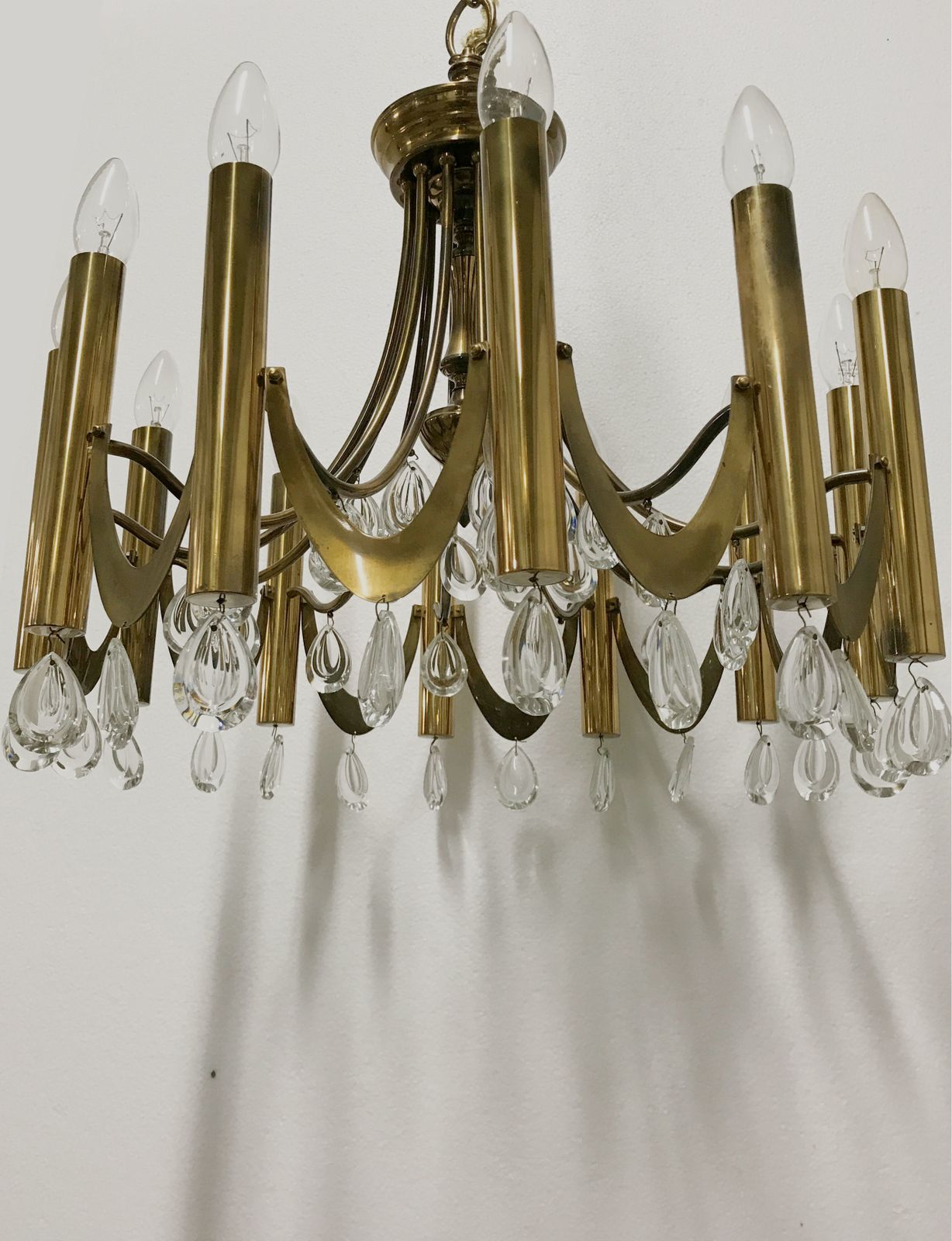 Brass Gaetano Sciolari Chandelier, 1960s photo for sale