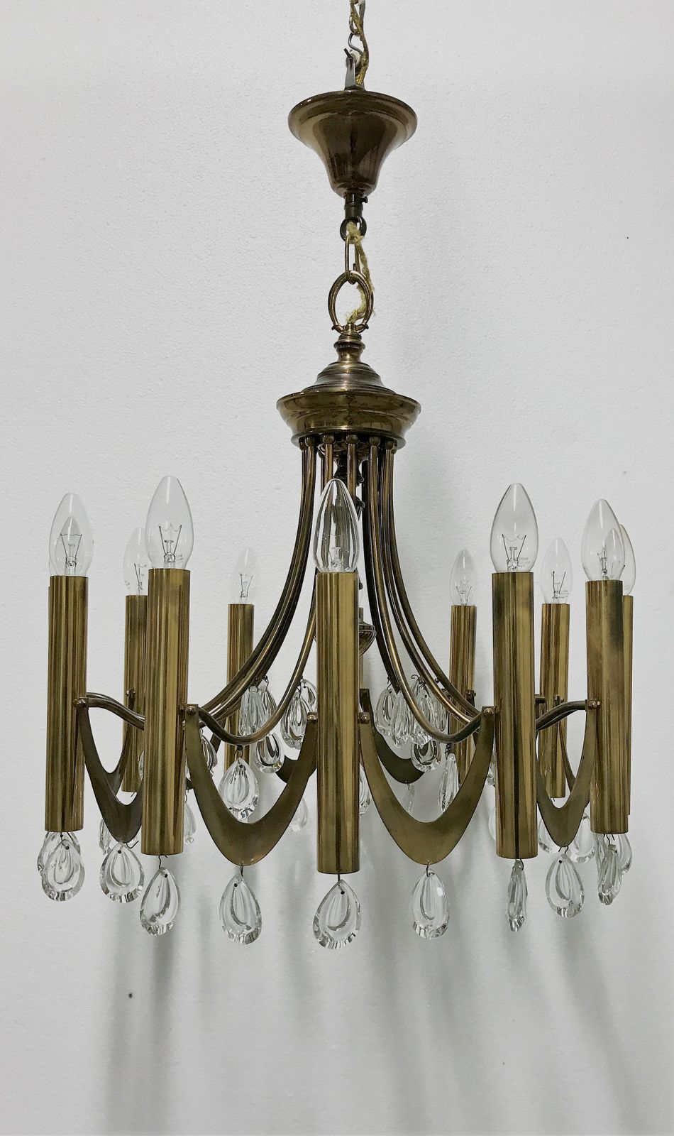 Brass Gaetano Sciolari Chandelier, 1960s photo buy