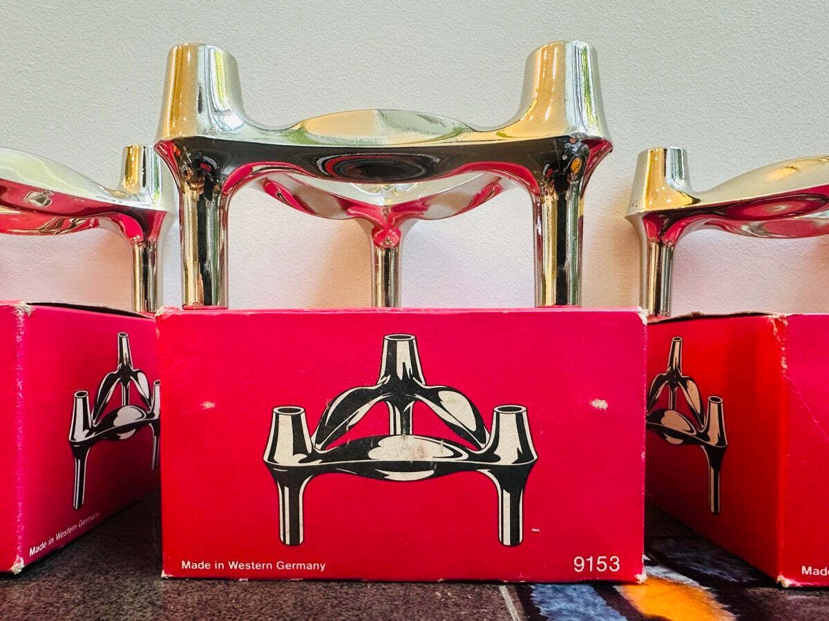 1960s Bmf Stoffi & Nagel Chrome Modular Candle Holder Inc Box photo buy