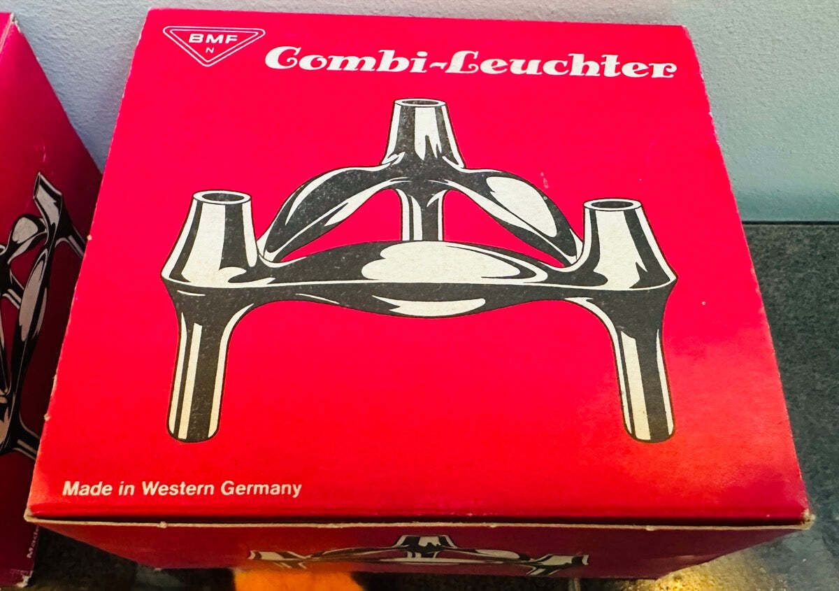 photo vintage 1960s Bmf Stoffi & Nagel Chrome Modular Candle Holder Inc Box