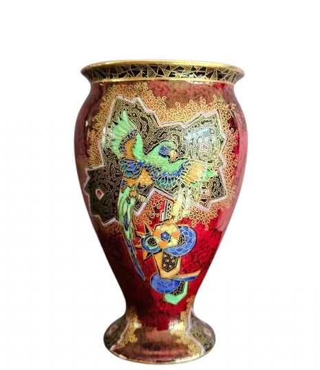Art Deco Vase Geometric Parrot Design By Enoch Boulton For Crown Devon
