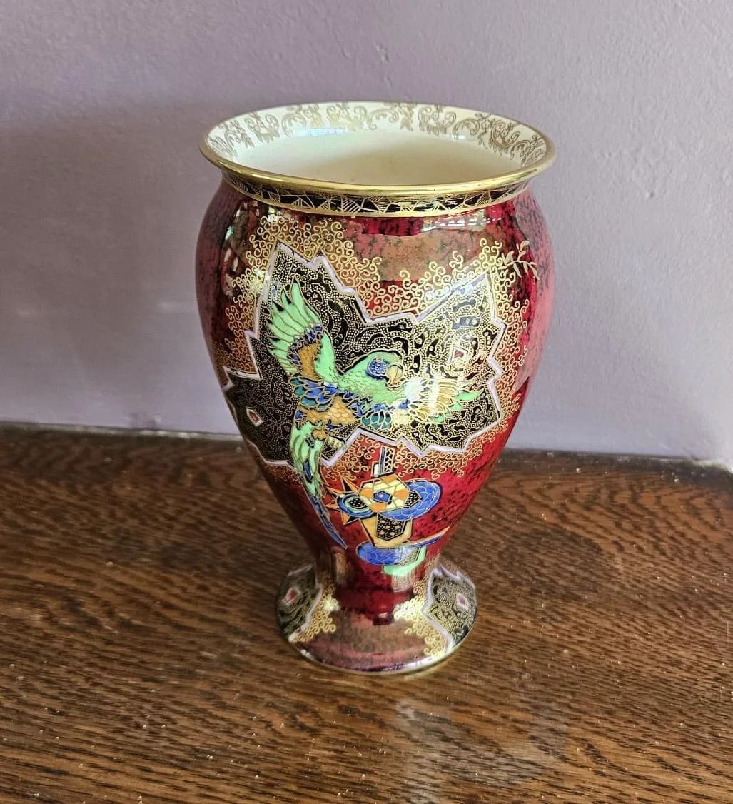 Art Deco Vase Geometric Parrot Design By Enoch Boulton For Crown Devon photo furniture