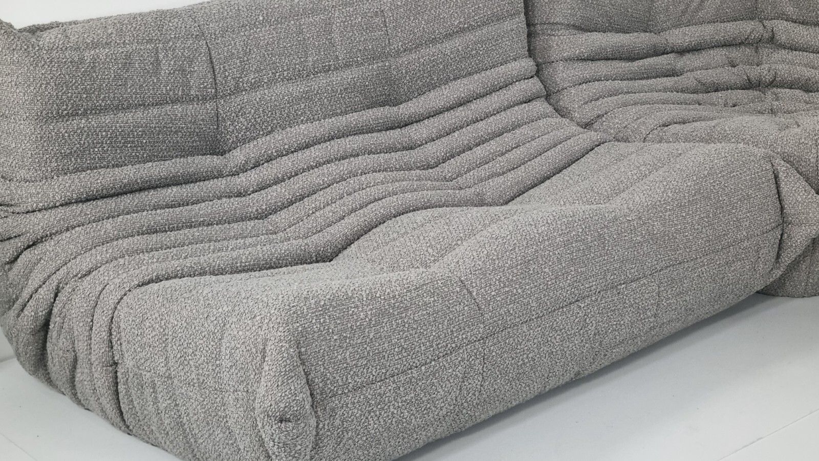 Ligne Roset Togo Set 3 Seater, 2 Seater And Corner In Grey Boucle photo Furniture