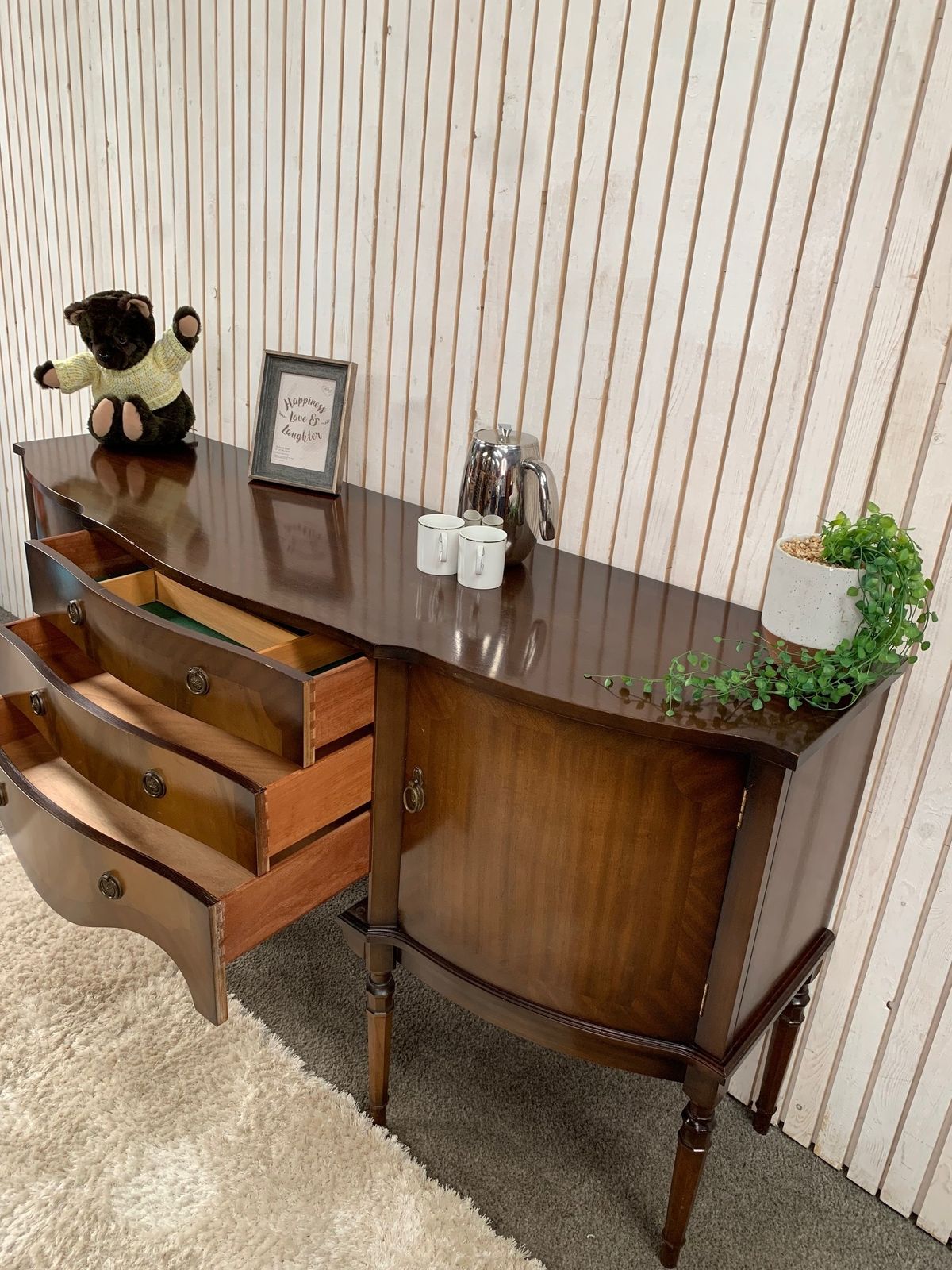 Vintage Strongbow Serpantine Sideboard With 3 Drawers And 2 Doors. photo vintage