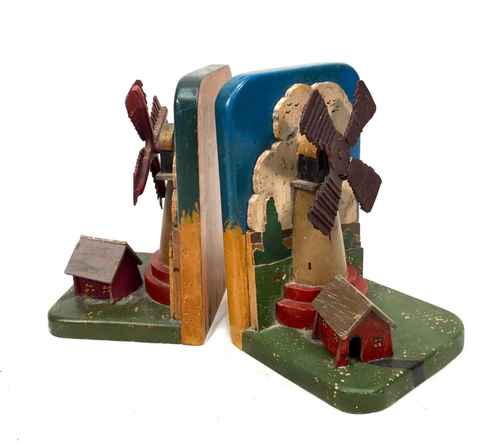 Antique Pair Of Early 20th Century Hand Crafted Wood Bookends / Book Ends C1930 photo for sale
