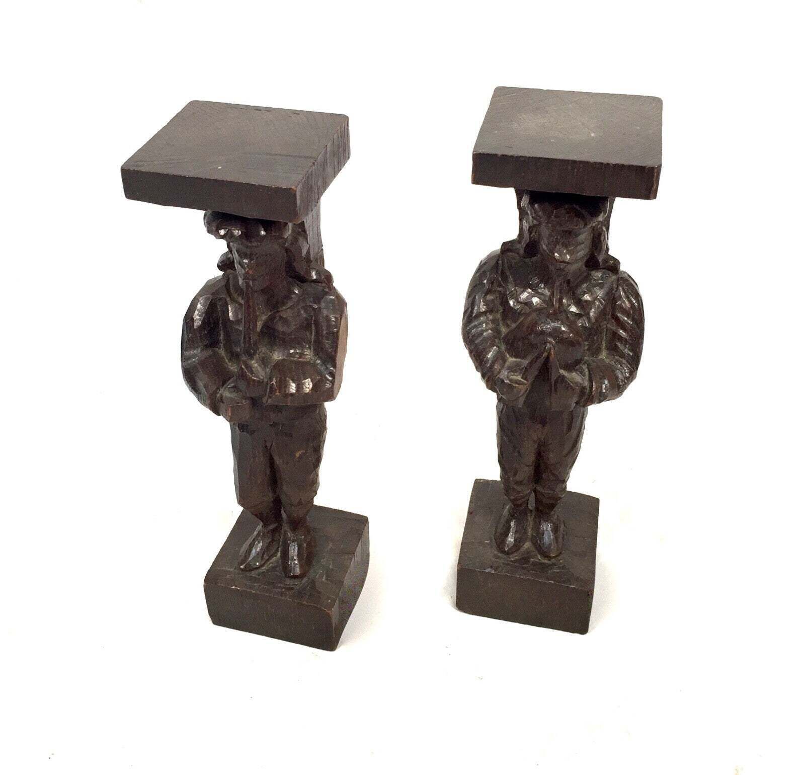 Antique Pair Of 19th Century Carved Oak Architectural Salvaged Figures / Statues photo for sale