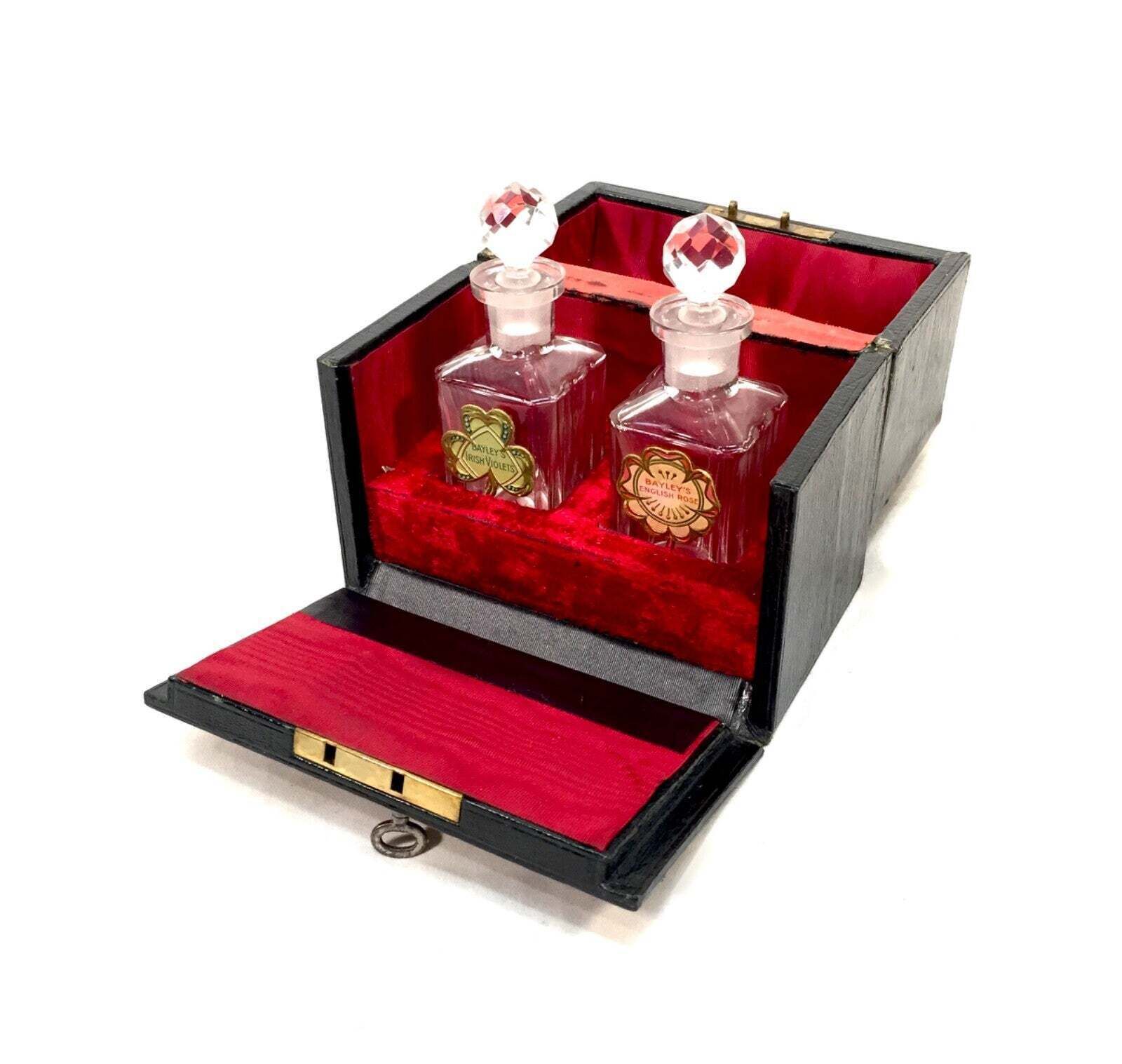 Antique Edwardian Ladies Travel Perfume Box & Original Bottles By Bayley & Co photo Woonaccessoires