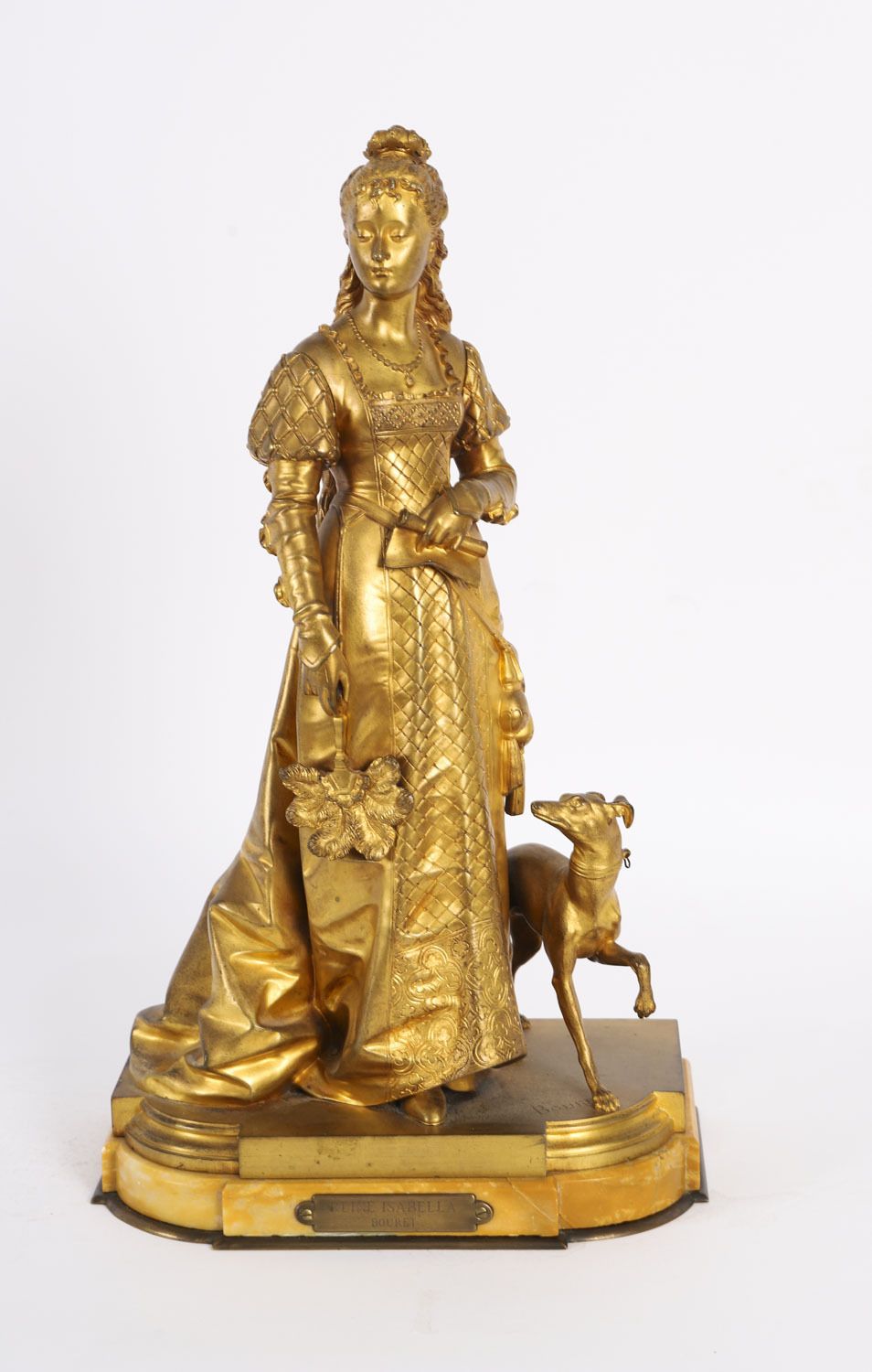 Antique Gilt Bronze Sculpture Of Reine Isabella By  Eurotrope Bouret C 1870 photo vinterior