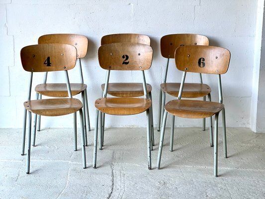 Vintage Schoolstoelen, Ca. Jaren 1970, Set Van 6 photo furniture