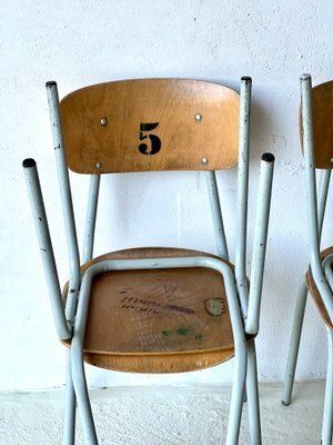 photo furniture Vintage School Chairs, 1970s, Set Of 6