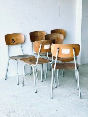 photo vinterior Vintage School Chairs, 1970s, Set Of 6