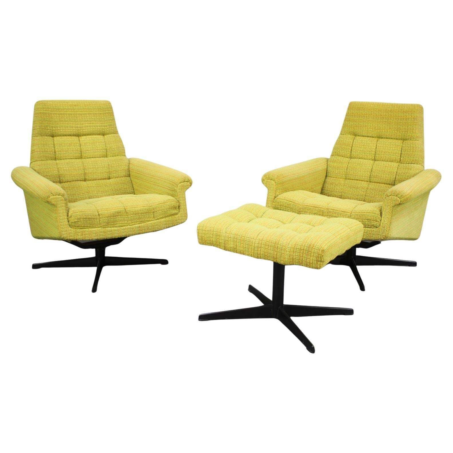 Mid Century Pair Of Armchairs Tabouret By Morávek A Munzar, 1968s, Czsk