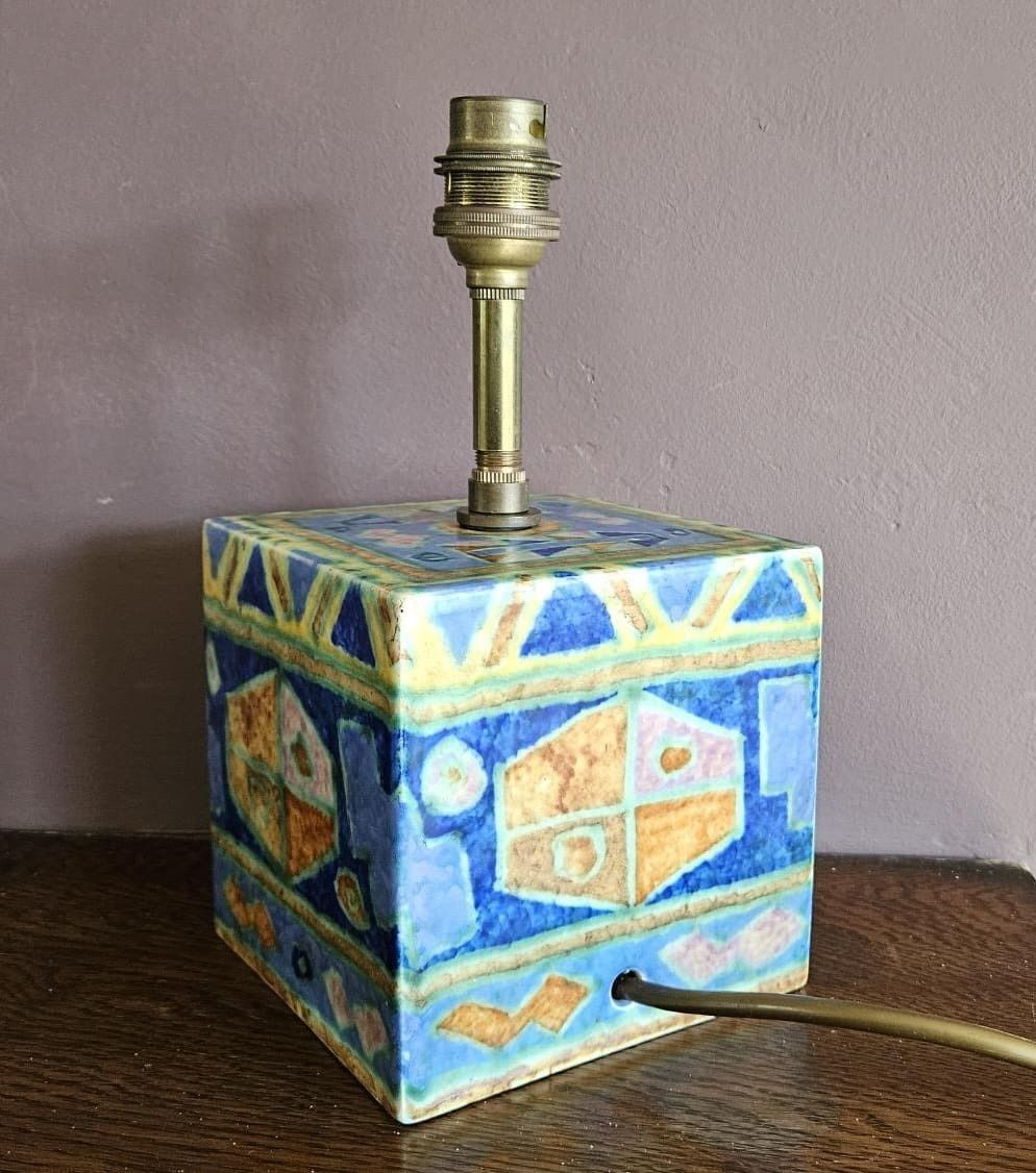 Crown Devon Art Deco Mattajade Geometric Aztec Lamp Base photo Lighting