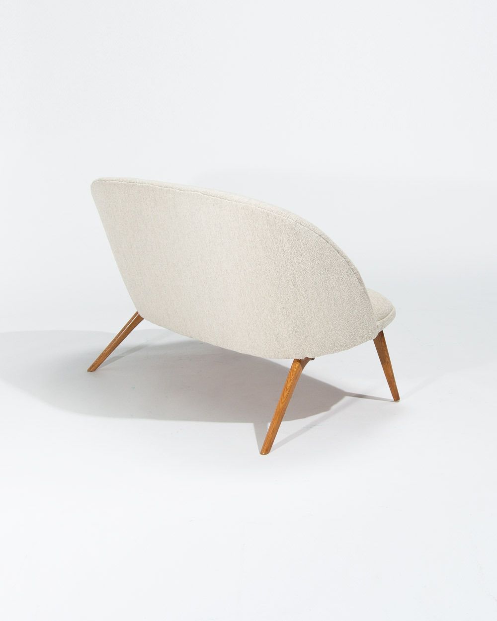 1940’s Swedish Grace Sofa In Cream Boucle, Mid Century Scandinavian Design photo for sale