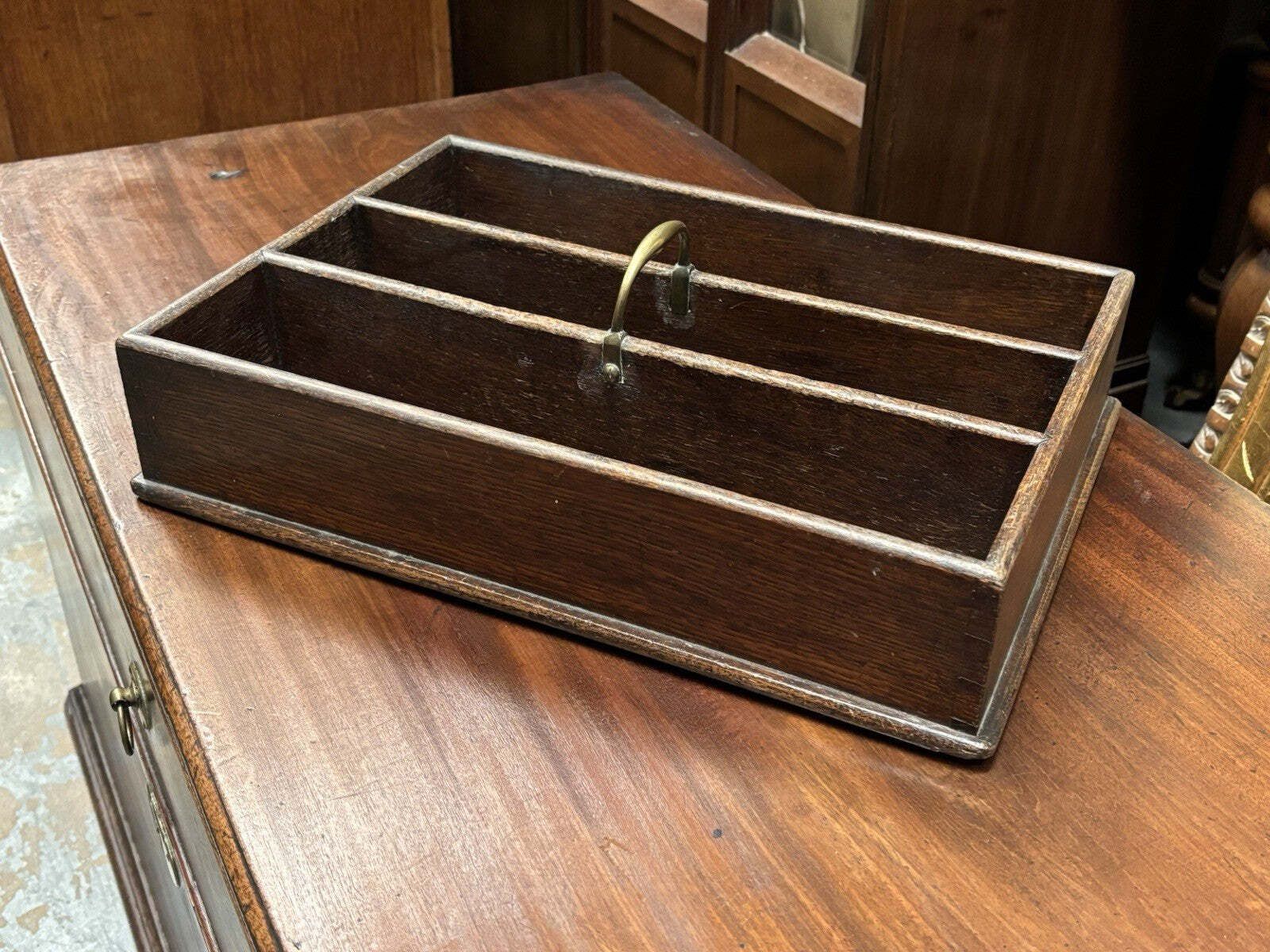 Georgian Oak Butlers Cutlery Tray Of Large Proportions photo furniture