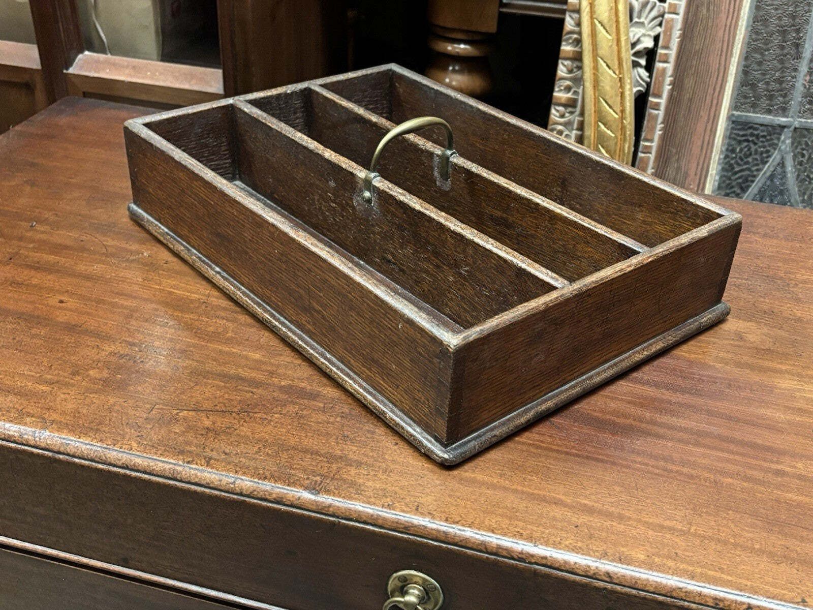 Georgian Oak Butlers Cutlery Tray Of Large Proportions photo Home Decor