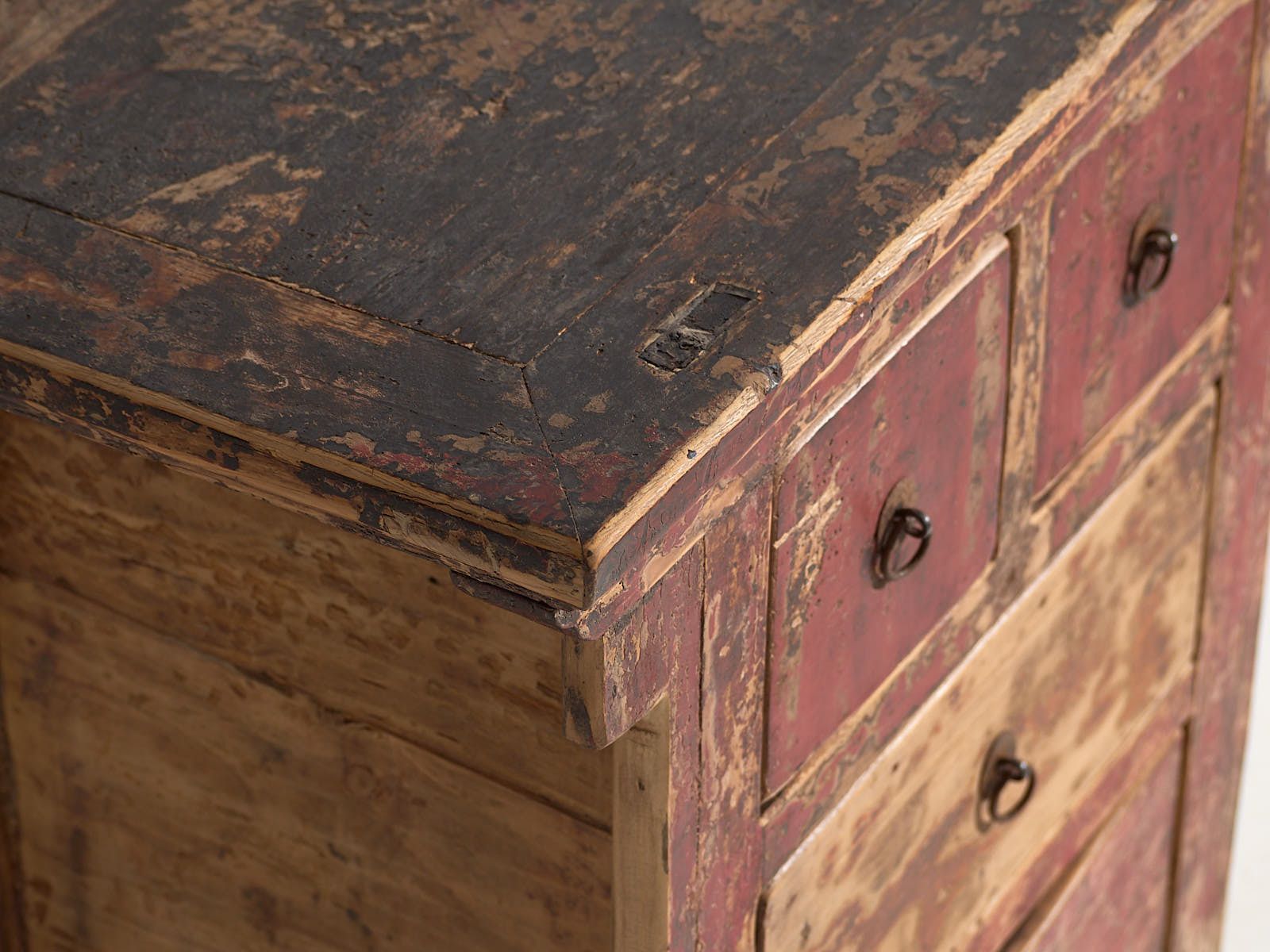Antique Oriental Cabinet With Red Patina (C.1900) #77 photo Furniture