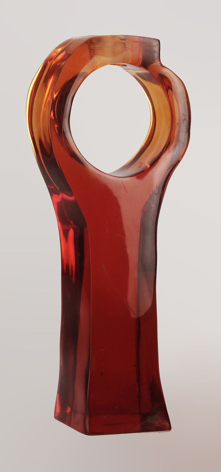 photo furniture Pair Of Italian Mid Century Modern Red Acrylic/Lucite Geometric Candle Holders
