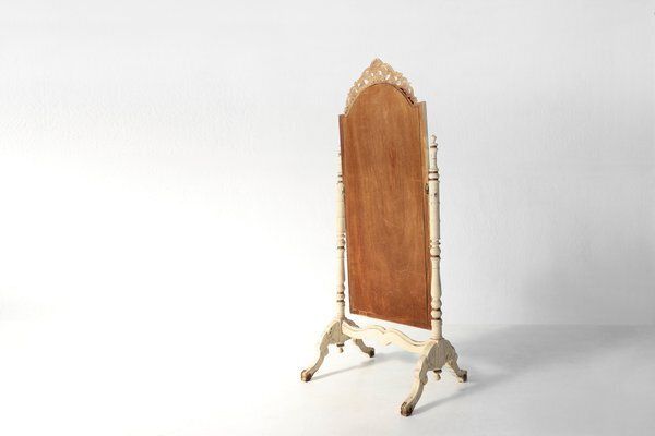 Home Decor Mid Century Baroque Style Wooden Standing Dressing Mirror, France, 1950s photo