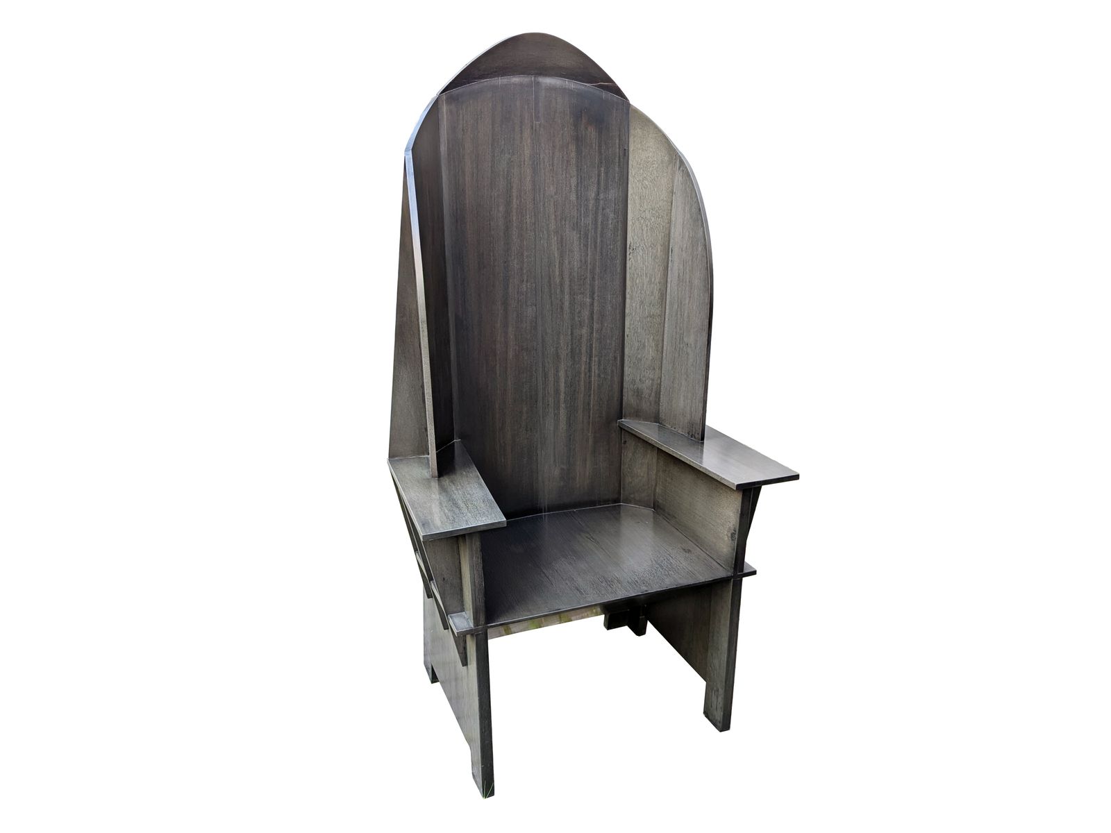 photo vintage Huge Sculptural Matrix Throne Armchair In Grey Wood By Adriano E Paolo Suman For Giorgetti, 1984