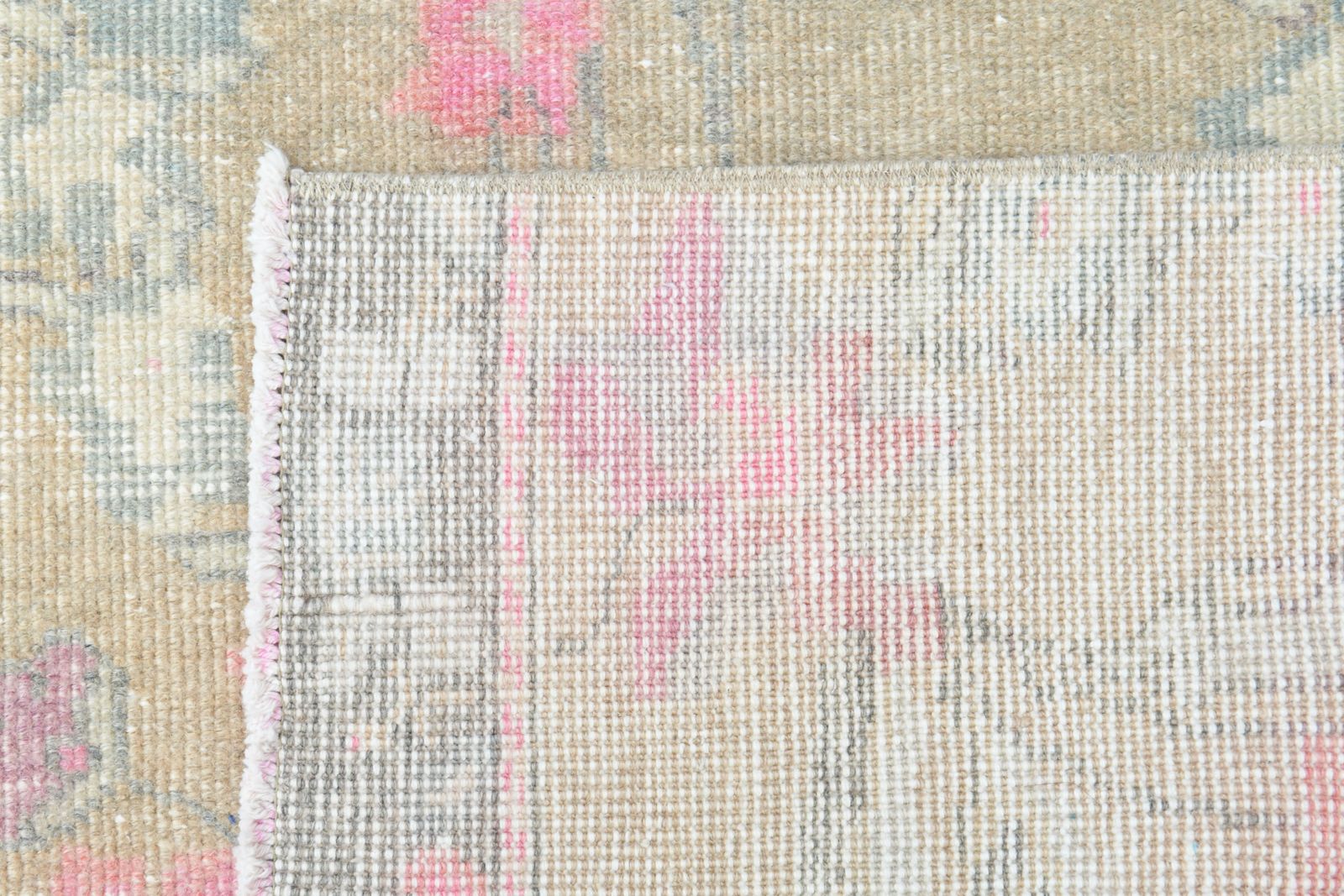 photo for sale 3'5x8'1 Ft, Floral Beige Vintage Turkish Runner, Rugged Kitchen Rug, Runners Stairs, Farmhouse Decor, Washable, Eclectic, Handmade Oushak Rugs, Wool