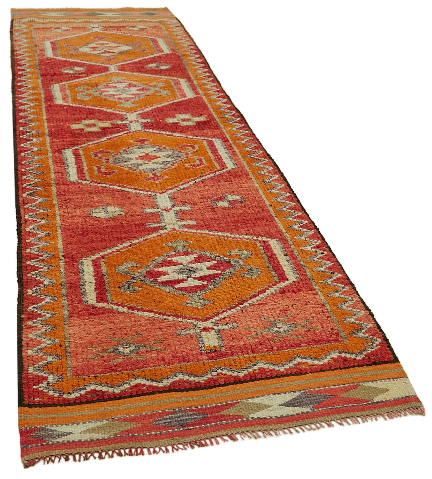 Handmade Orange Boho Runner Rugs 98 Cm X 324 Cm photo furniture