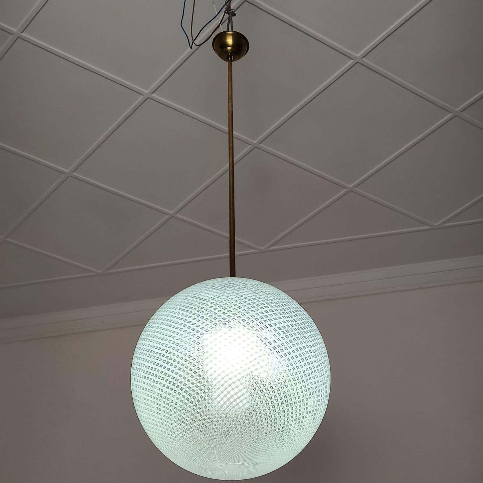 Globe Chandelier Reticello Attibuited To Carlo Scarpa Per Venini, Murano, 1950s photo furniture