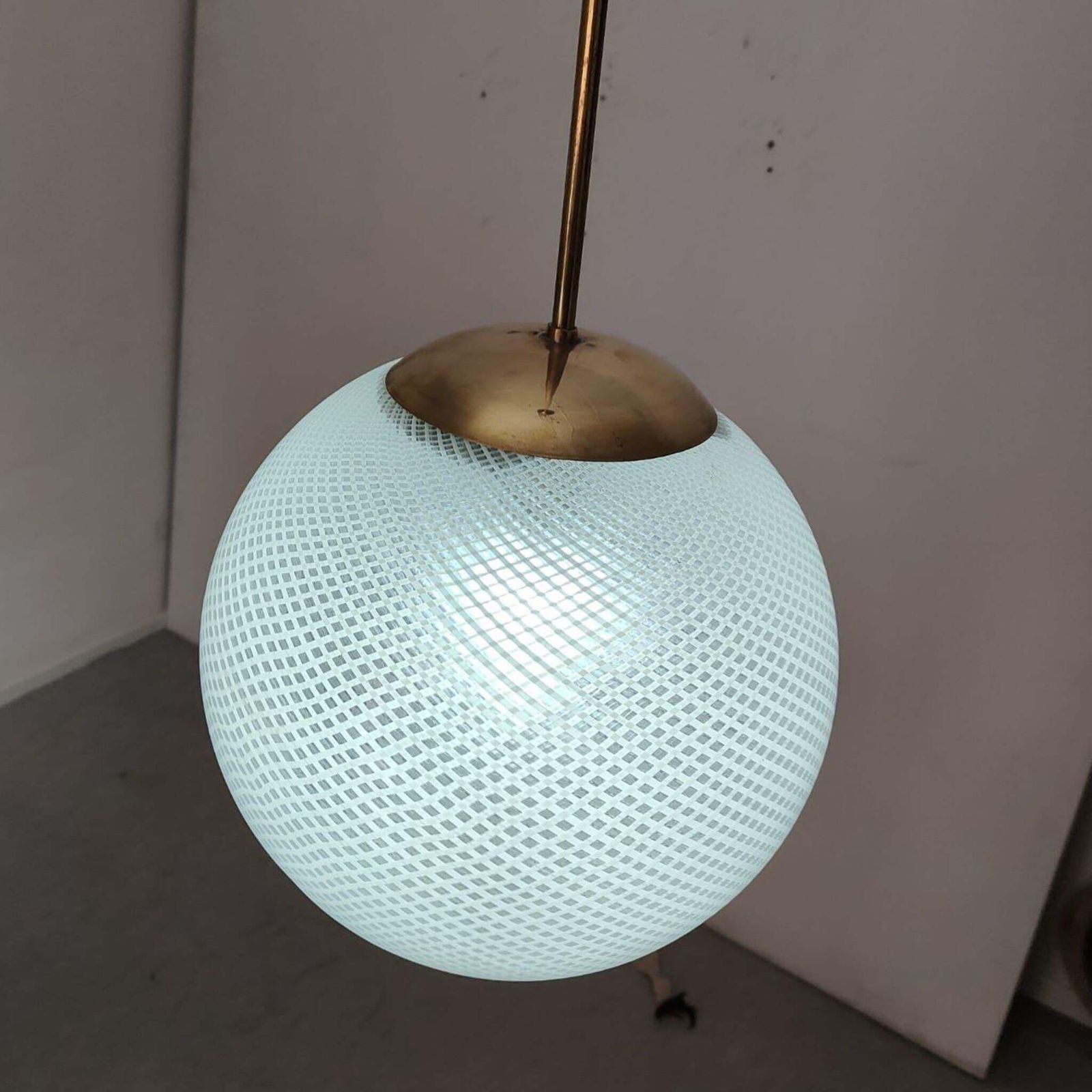 Globe Chandelier Reticello Attibuited To Carlo Scarpa Per Venini, Murano, 1950s photo Lighting