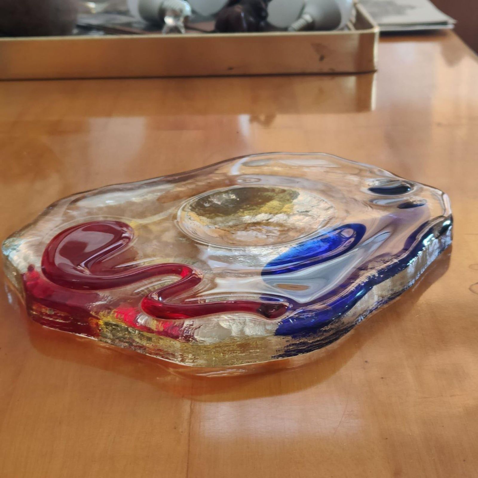 Home Decor Mid Century Modern Murano Glass Catchall Ashtray Luigi Serafini Memphis 1980s photo