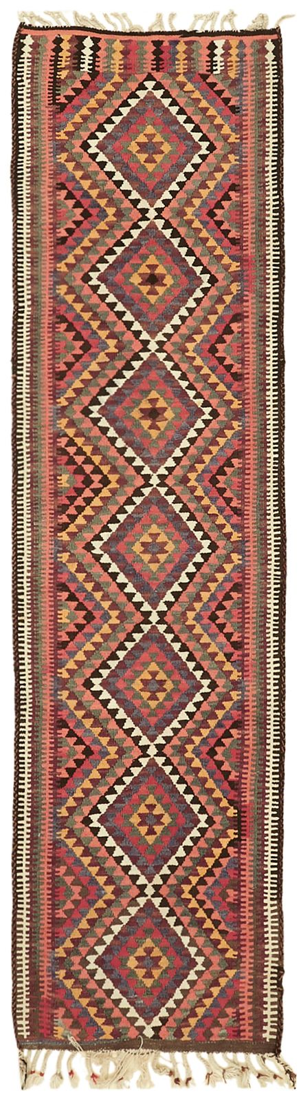 Handmade Multicolor Boho Runner Kilim Rug 316 Cm X 92 Cm