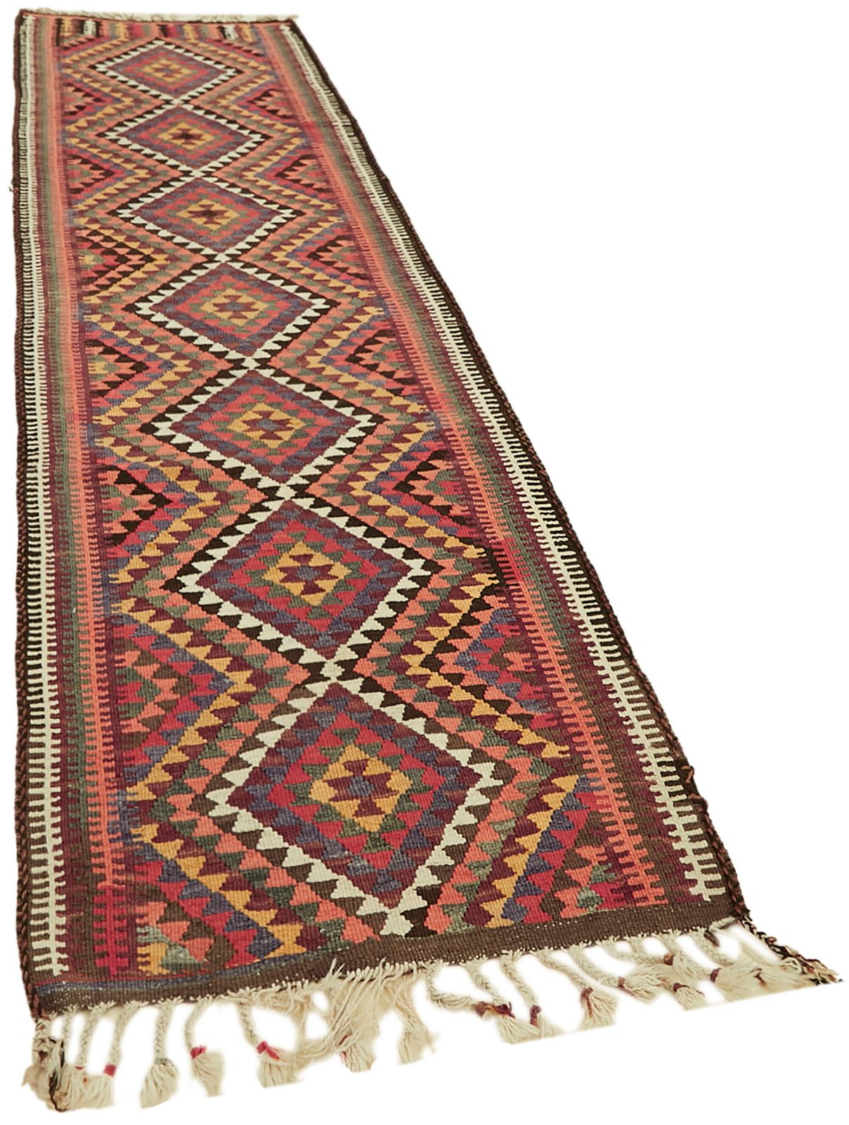 Handmade Multicolor Boho Runner Kilim Rug 316 Cm X 92 Cm photo furniture