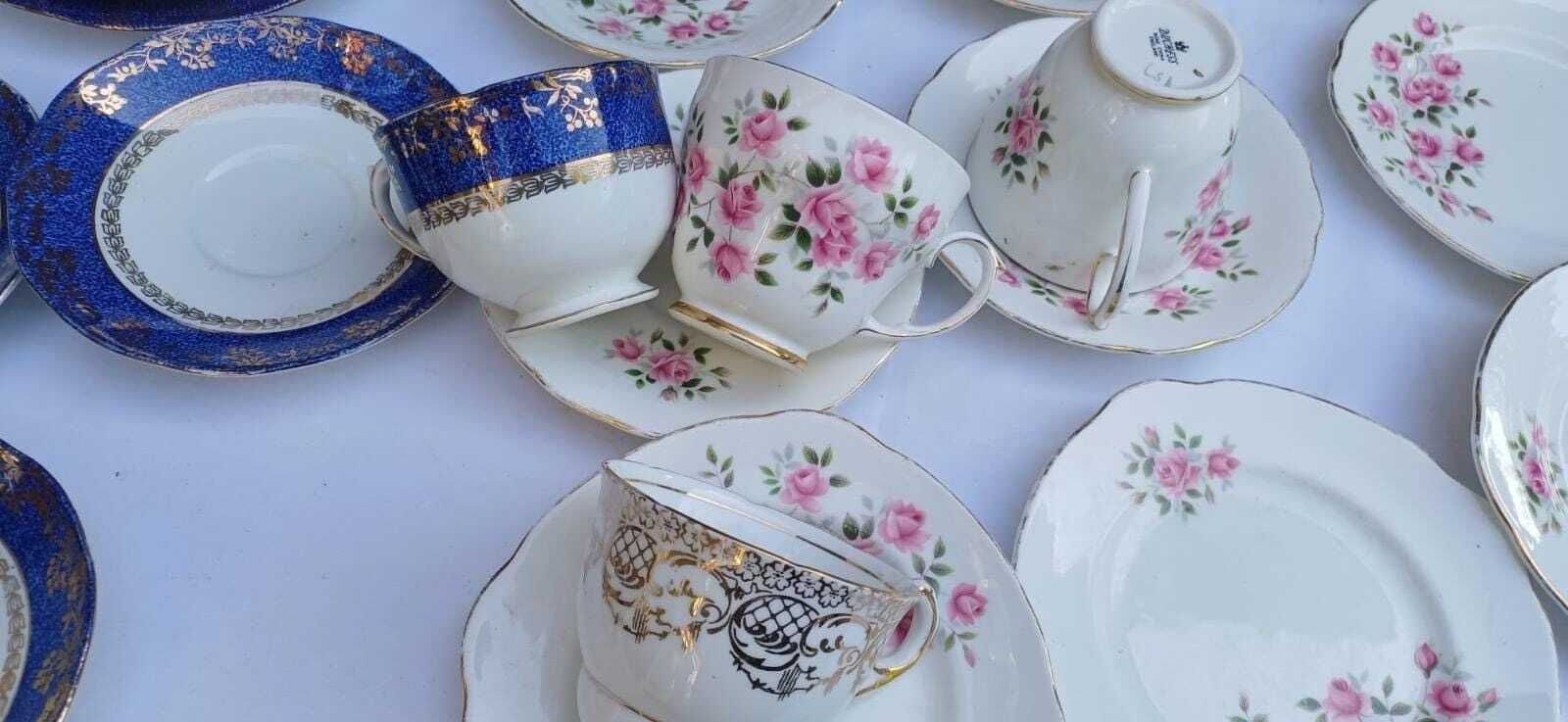 Delightful Collection Of Vintage Cups And Saucers   3 Different Patterns And Producers   29 Pieces In Total, Vintage Tea Party Collection photo for sale