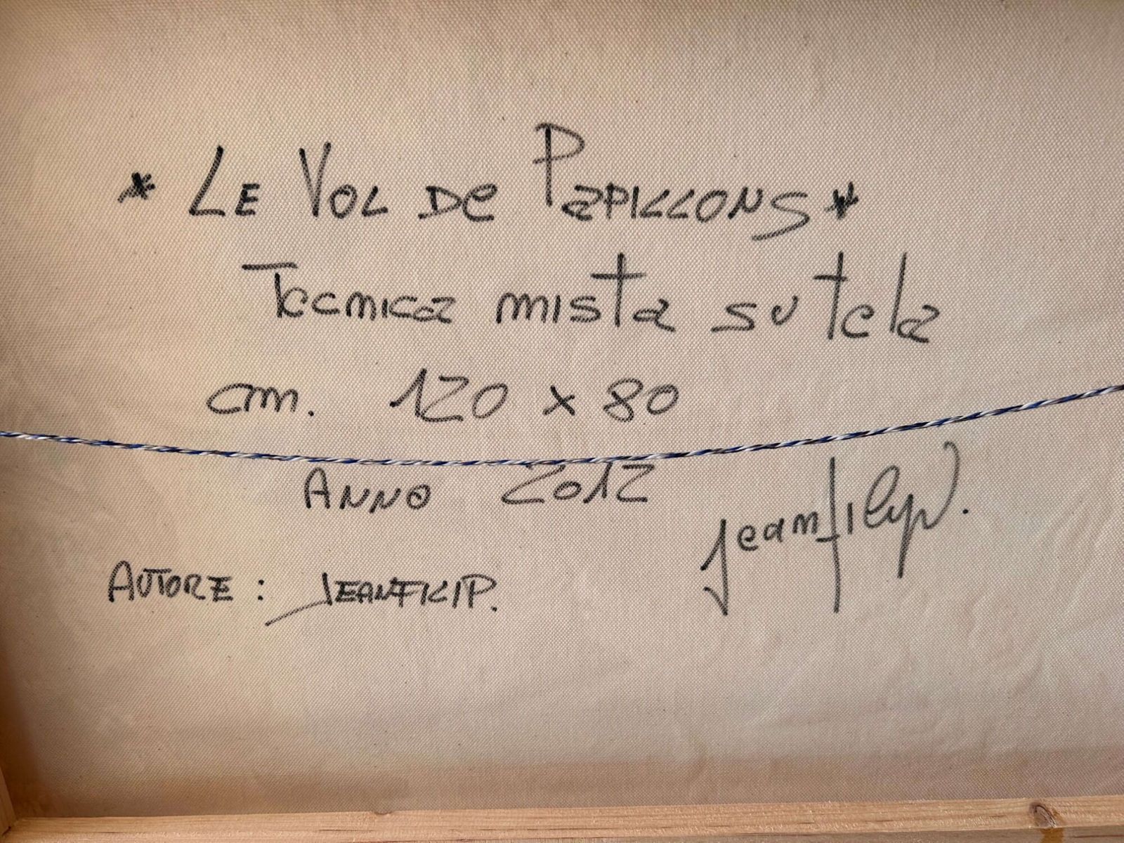 photo for sale Jeanfilip   Large Acrylic, Collage On Canvas   Le Vol De Papillons   Signed 2012