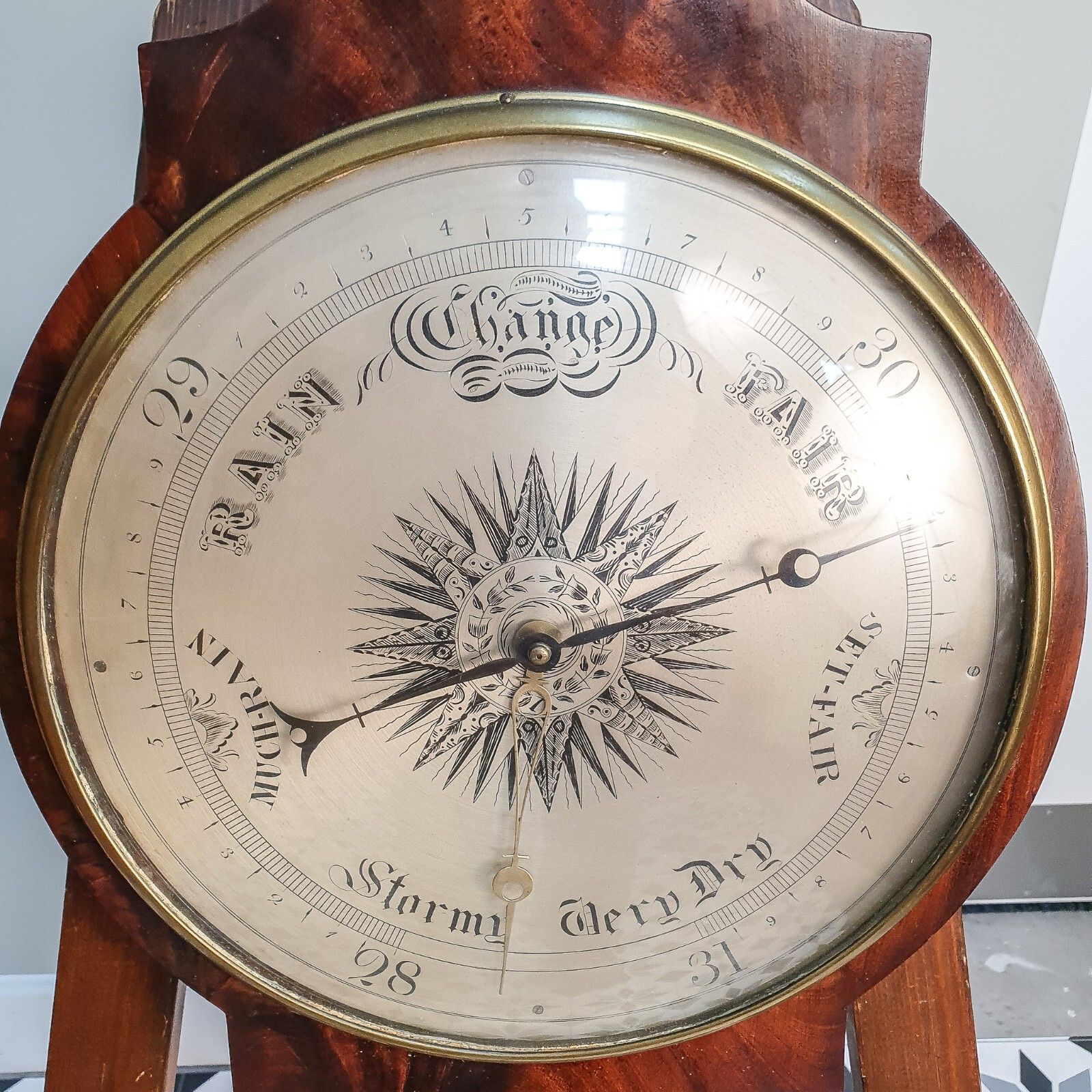 Barometer George The III French Royal Exchange London Mahogany Cased Barometer photo vinterior