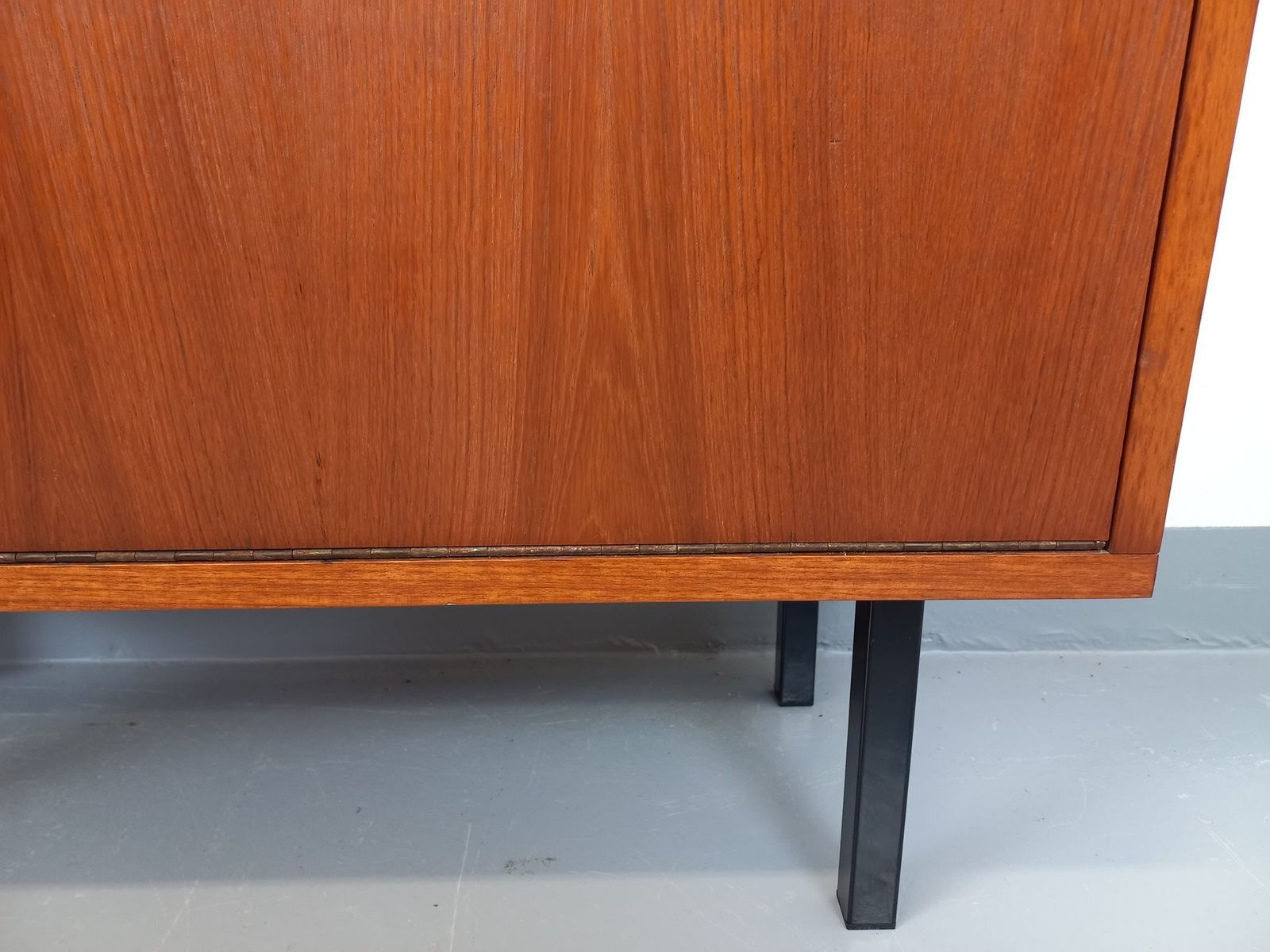 Modernist Bookcase 2 In Teak And Black Metal Legs photo vinterior