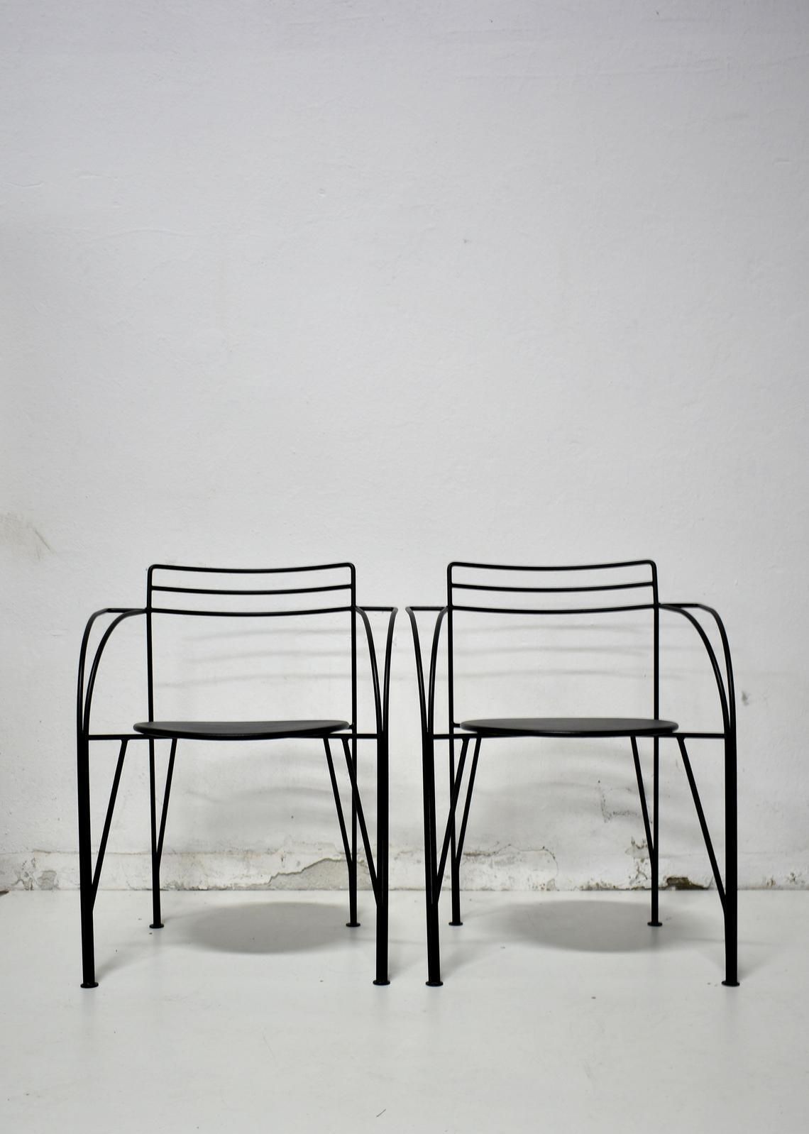 Vintage Cafe Or Bistro Postmodern Metal Wire Chair 'Lune D'argent' Designed By Pascal Mourgue In The 1980s photo furniture